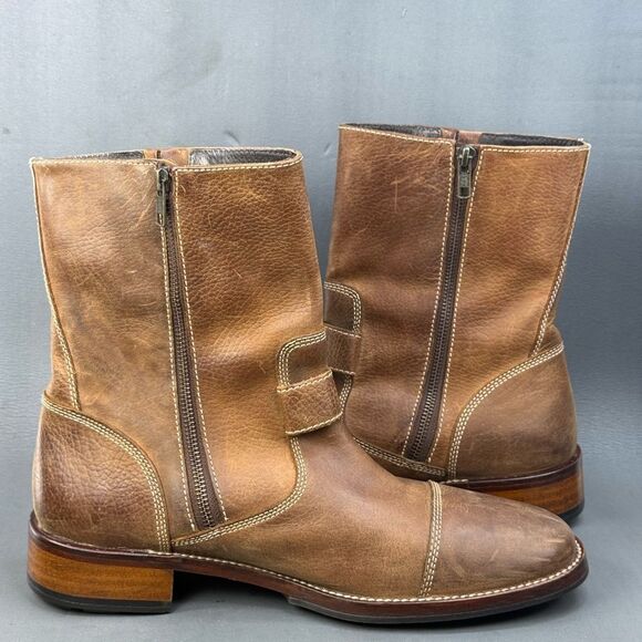 Cole Haan Biker Boots Leather Cap Toe Zip Nike Air Rugged mens size 11 - Picture 5 of 11